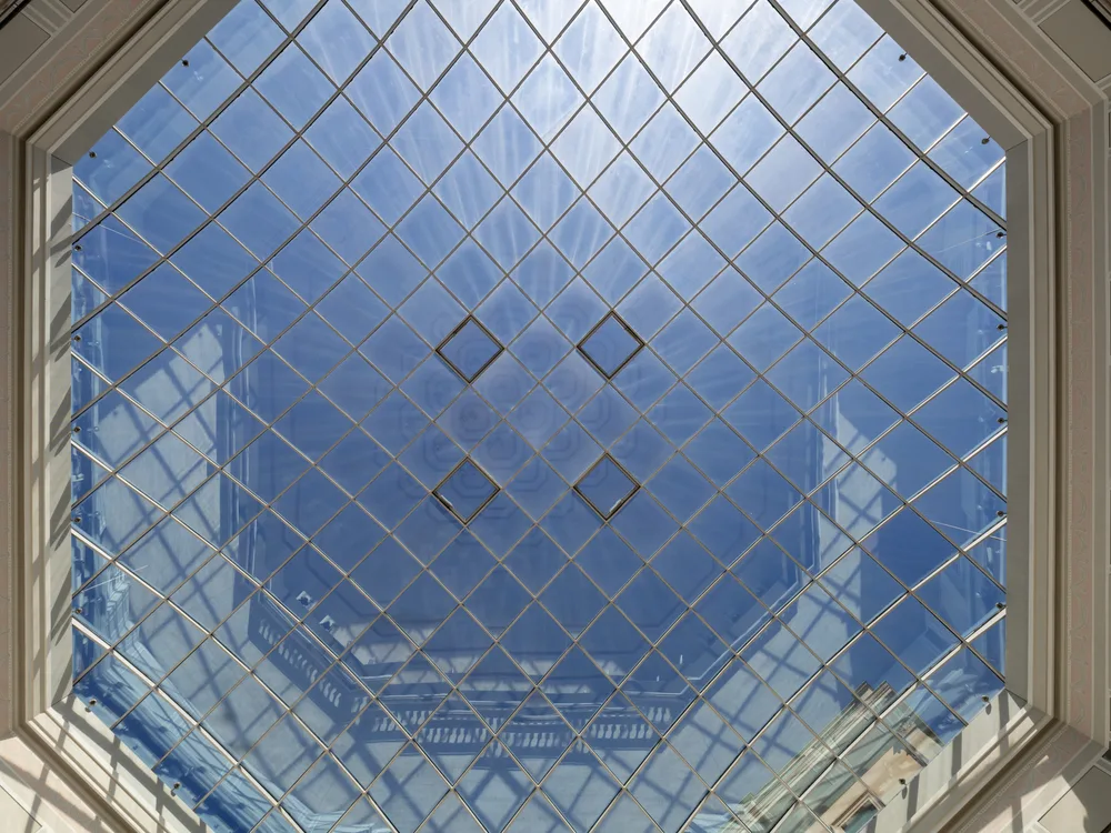 The painted ceiling and upper tiers of the Cuvilliés Theatre, seen looking up from the floor